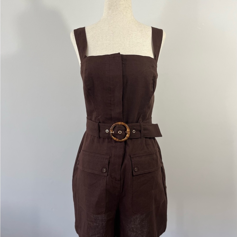 House of Harlow 1960 Dark Brown Belted Jumpsuit